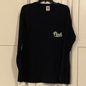 🩷🛍️New! PINK Black Long Sleeve Campus Tee🖤